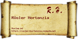 Rösler Hortenzia névjegykártya